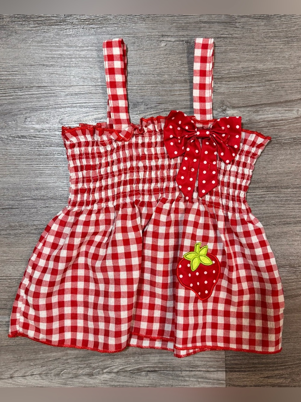 Strawberry Gingham Smocked Tank Top Toddler Girls 18-24M